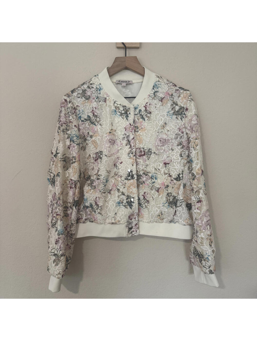 Nanette Lepore Jacket Women's L White Lace Crochet Floral